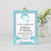 Schattige onder het Zee Narwhal Birthday Kaart (Staand voorkant)