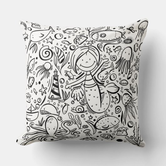 Schattige onder het Zee Nautische Zeemeermin Kussen (Voorkant)