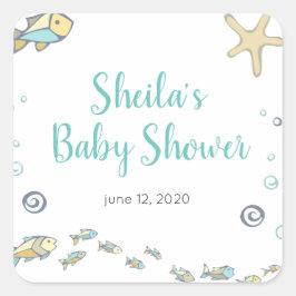 Schattige onder het Zee Ocean Theme Baby shower Vierkante Sticker