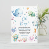Schattige onder het Zee Oh Boy Baby shower Kaart (Staand voorkant)
