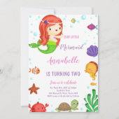 Schattige onder het Zee Party Nodig voor meisjes Kaart (Voorkant)