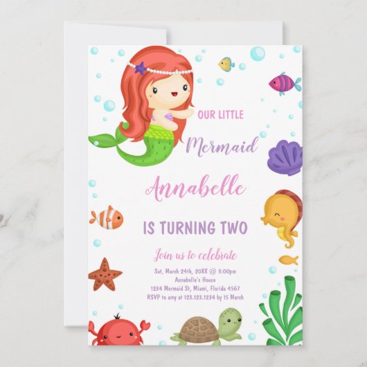 Schattige onder het Zee Party Nodig voor meisjes Kaart