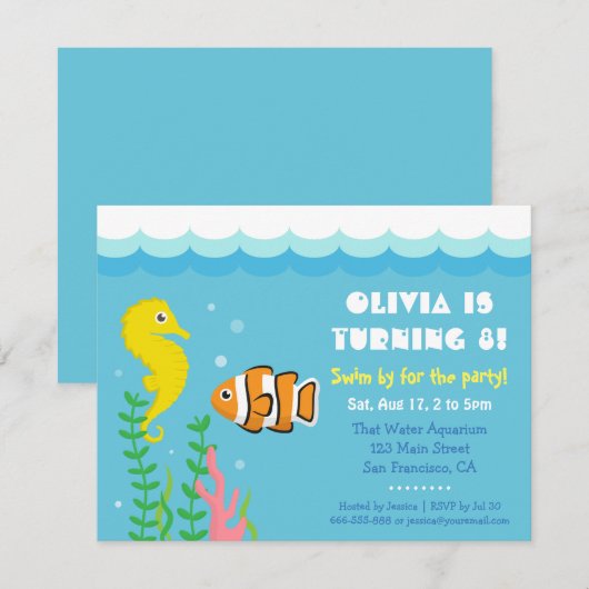 Schattige Onder het Zee thema Aquarium Verjaardags Kaart (Voorkant / Achterkant)