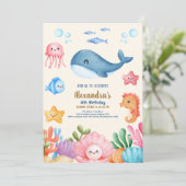 Schattige Onder het Zee Verjaardag Kaart (Staand voorkant)