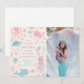 Schattige onder het Zee verjaardagsfeest foto Kaart (Voorkant / Achterkant)