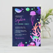 Schattige Onder het Zee Verjaardagsfeest Kaart (Staand voorkant)