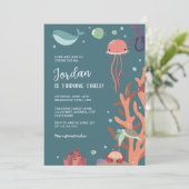 Schattige Onder het Zee Verjaardagsfeest Kaart (Staand voorkant)