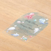 Schattige Onder het Zee Waterverf Baby shower Acryl Uitnodigingen (Laagn)