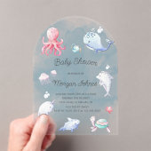 Schattige Onder het Zee Waterverf Baby shower Acryl Uitnodigingen (Insitu (Draagbaar))