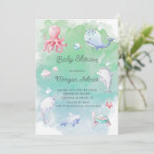 Schattige Onder het Zee Waterverf Baby shower Uitn (Staand voorkant)