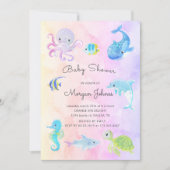 Schattige Onder het Zee Waterverf Baby shower Uitn (Voorkant)