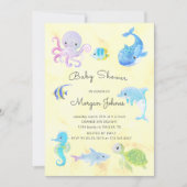 Schattige onder het Zee Waterverf Baby shower Uitn (Voorkant)