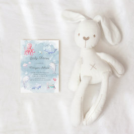 Schattige Onder het Zee Waterverf Baby shower Uitn