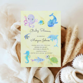 Schattige onder het Zee Waterverf Baby shower Uitn