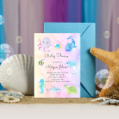 Schattige Onder het Zee Waterverf Baby shower Uitn