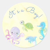 Schattige Onder het Zee Waterverf Het is een Jonge Ronde Sticker (Voorkant)