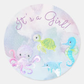 Schattige Onder het Zee Waterverf Het is een meisj Ronde Sticker (Voorkant)
