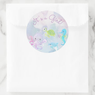 Schattige Onder het Zee Waterverf Het is een meisj Ronde Sticker