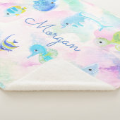 Schattige Onder het Zee Waterverf Monogram Sherpa Deken (3/4)