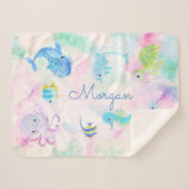 Schattige Onder het Zee Waterverf Monogram Sherpa Deken (Voorkant (horizontaal))