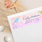 Schattige onder het Zee Waterverf retour adres lab Etiket