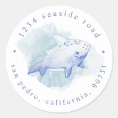 Schattige onder het Zee Waterverf retouradres Ronde Sticker (Voorkant)
