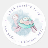 Schattige onder het Zee Waterverf retouradres Ronde Sticker (Voorkant)