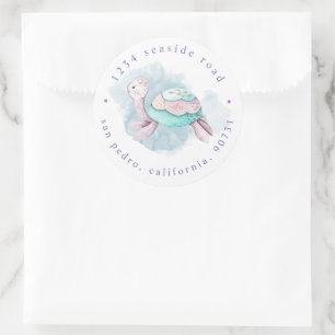 Schattige onder het Zee Waterverf retouradres Ronde Sticker