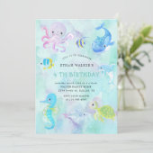 Schattige Onder het Zee Waterverf Verjaardagsuitno Kaart (Staand voorkant)