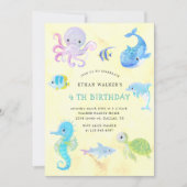 Schattige Onder het Zee Waterverf Verjaardagsuitno Kaart (Voorkant)