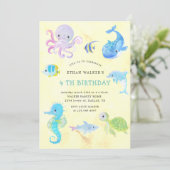 Schattige Onder het Zee Waterverf Verjaardagsuitno Kaart (Staand voorkant)