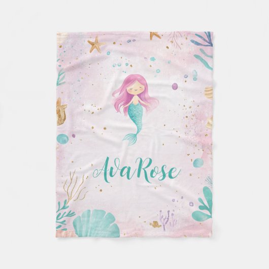 Schattige onder het Zee Zeemeermin Personalized Gi Fleece Deken (Voorkant)