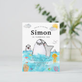 Schattige Onder het Zee Zwemmen Shark Ocean Verjaa Briefkaart (Staand voorkant)