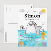 Schattige Onder het Zee Zwemmen Shark Ocean Verjaa Briefkaart (Voorkant / Achterkant)