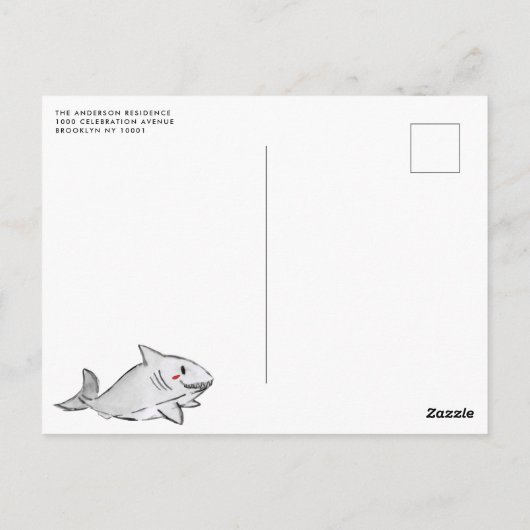 Schattige Onder het Zee Zwemmen Shark Ocean Verjaa Briefkaart (Achterkant)