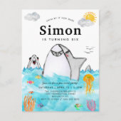 Schattige Onder het Zee Zwemmen Shark Ocean Verjaa Briefkaart (Voorkant)