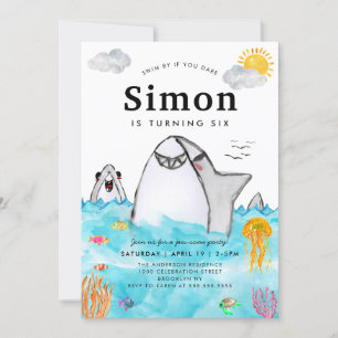 Schattige Onder het Zee Zwemmen Shark Ocean Verjaa Kaart