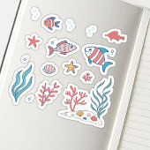Schattige onder water thema Vissen Zeester Planten Sticker