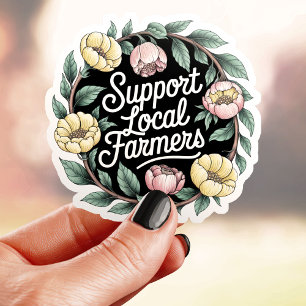 Schattige Ondersteun Lokale Boeren Bloem Sticker