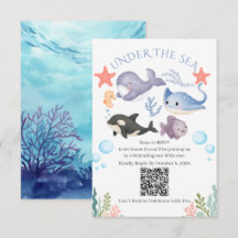 Schattige onderwater-aquarel baby shower