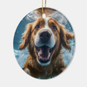 Schattige Onderwater Bruin Hond Zwemmen Ornament (Links)