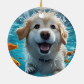 Schattige Onderwater Bruin Hond Zwemmen Ornament (Achterkant)