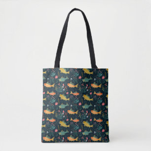Schattige onderwater Goldfish Koi Aquatisch Plant Tote Bag