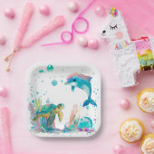 Schattige onderwater wit papieren bordje (Feest)