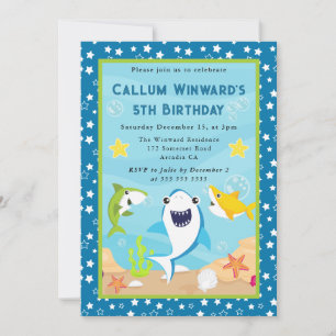 Schattige Onderwaterhaaien Kinderverjaardag  Kaart