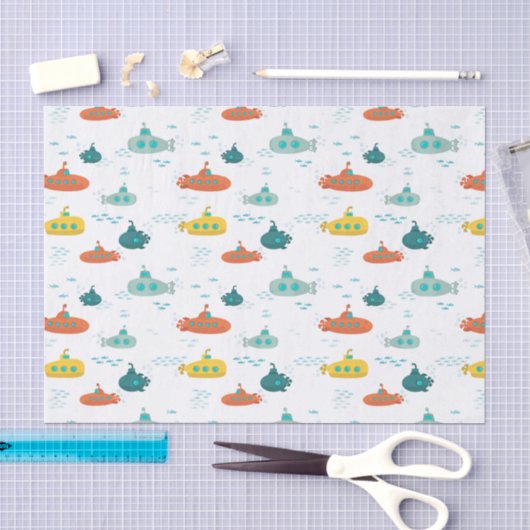 Schattige Onderzeeboot Nautilus Diepzee Vis Patroo Tissuepapier (Craft)