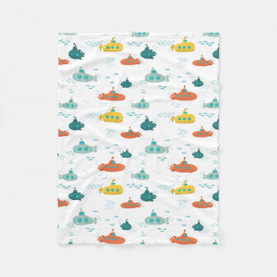Schattige Onderzeeboot Zee Diepzee Vis Patroon Fleece Deken