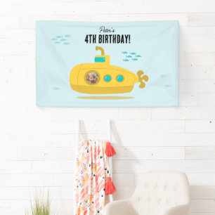 Schattige Onderzeeër Diepzee Verjaardag Kinderen F Spandoek