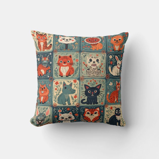 Schattige ondeugend kattenkussen kussen (Voorkant)