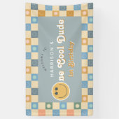 Schattige One Cool Dude Boys Retro 1e Verjaardag W Spandoek (Verticaal)
